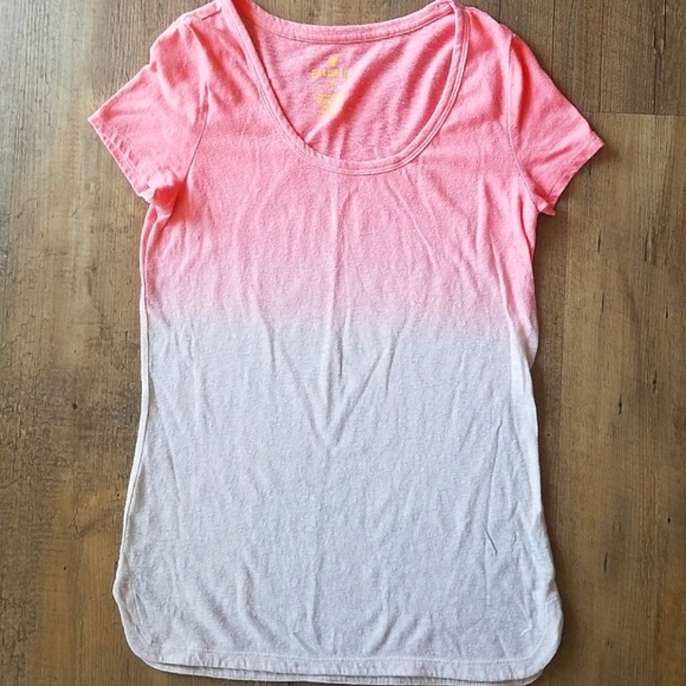American Eagle "Favorite Tee" Pink White Ombre Short Sleeve Tee Shirt | Medium